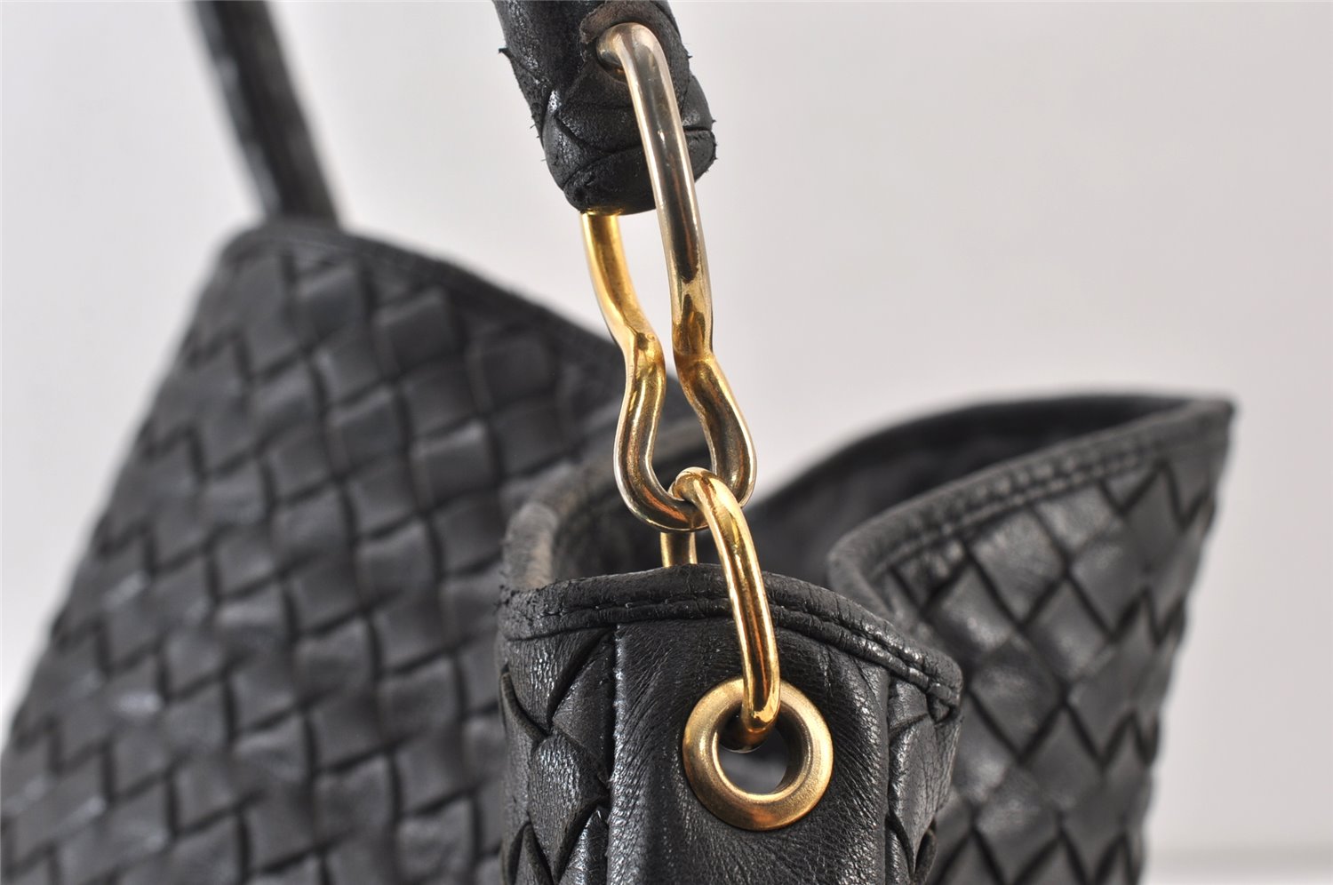 Authentic BOTTEGA VENETA Intrecciato Leather Shoulder Hand Bag Purse Black 1300K