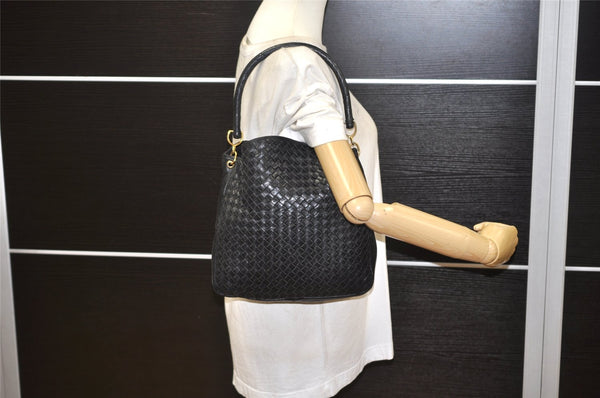 Authentic BOTTEGA VENETA Intrecciato Leather Shoulder Hand Bag Purse Black 1300K