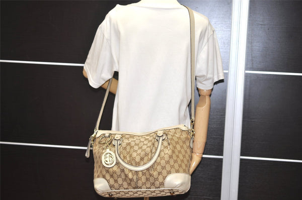 Authentic GUCCI Sukey 2Way Tote Bag GG Canvas Leather 247902 Brown 1302I