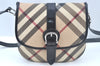 Authentic BURBERRY Nova Check Shoulder Cross Body Bag PVC Leather Beige 1303I