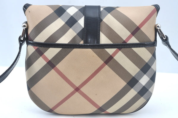 Authentic BURBERRY Nova Check Shoulder Cross Body Bag PVC Leather Beige 1303I