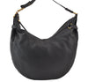 Authentic Salvatore Ferragamo Gancini Leather Shoulder Tote Bag Black 1303K