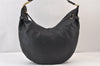Authentic Salvatore Ferragamo Gancini Leather Shoulder Tote Bag Black 1303K