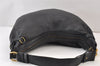 Authentic Salvatore Ferragamo Gancini Leather Shoulder Tote Bag Black 1303K
