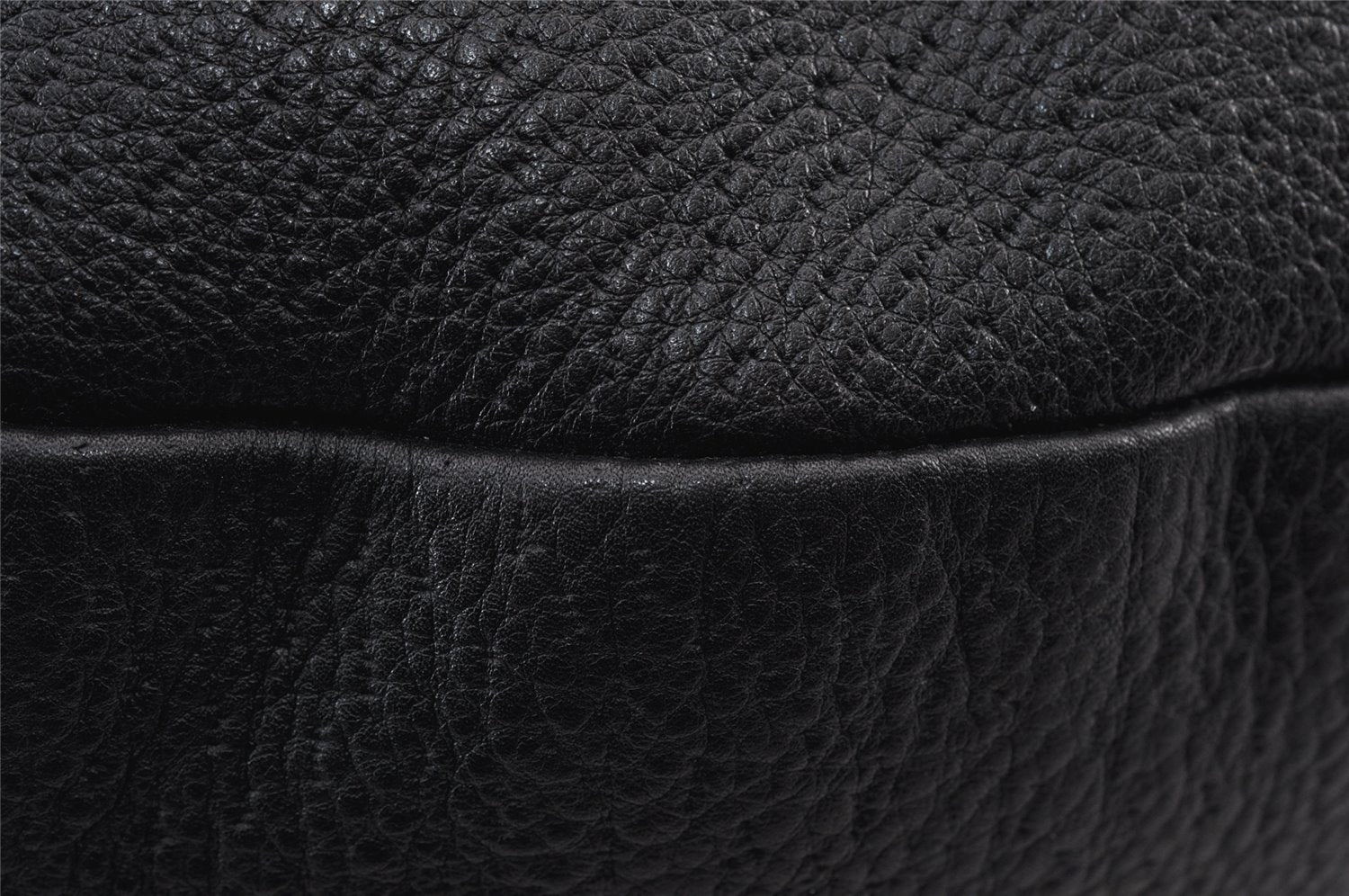 Authentic Salvatore Ferragamo Gancini Leather Shoulder Tote Bag Black 1303K
