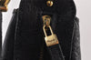 Authentic Salvatore Ferragamo Gancini Leather Shoulder Tote Bag Black 1303K