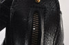 Authentic Salvatore Ferragamo Gancini Leather Shoulder Tote Bag Black 1303K