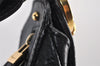 Authentic Salvatore Ferragamo Gancini Leather Shoulder Tote Bag Black 1303K