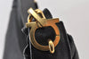 Authentic Salvatore Ferragamo Gancini Leather Shoulder Tote Bag Black 1303K