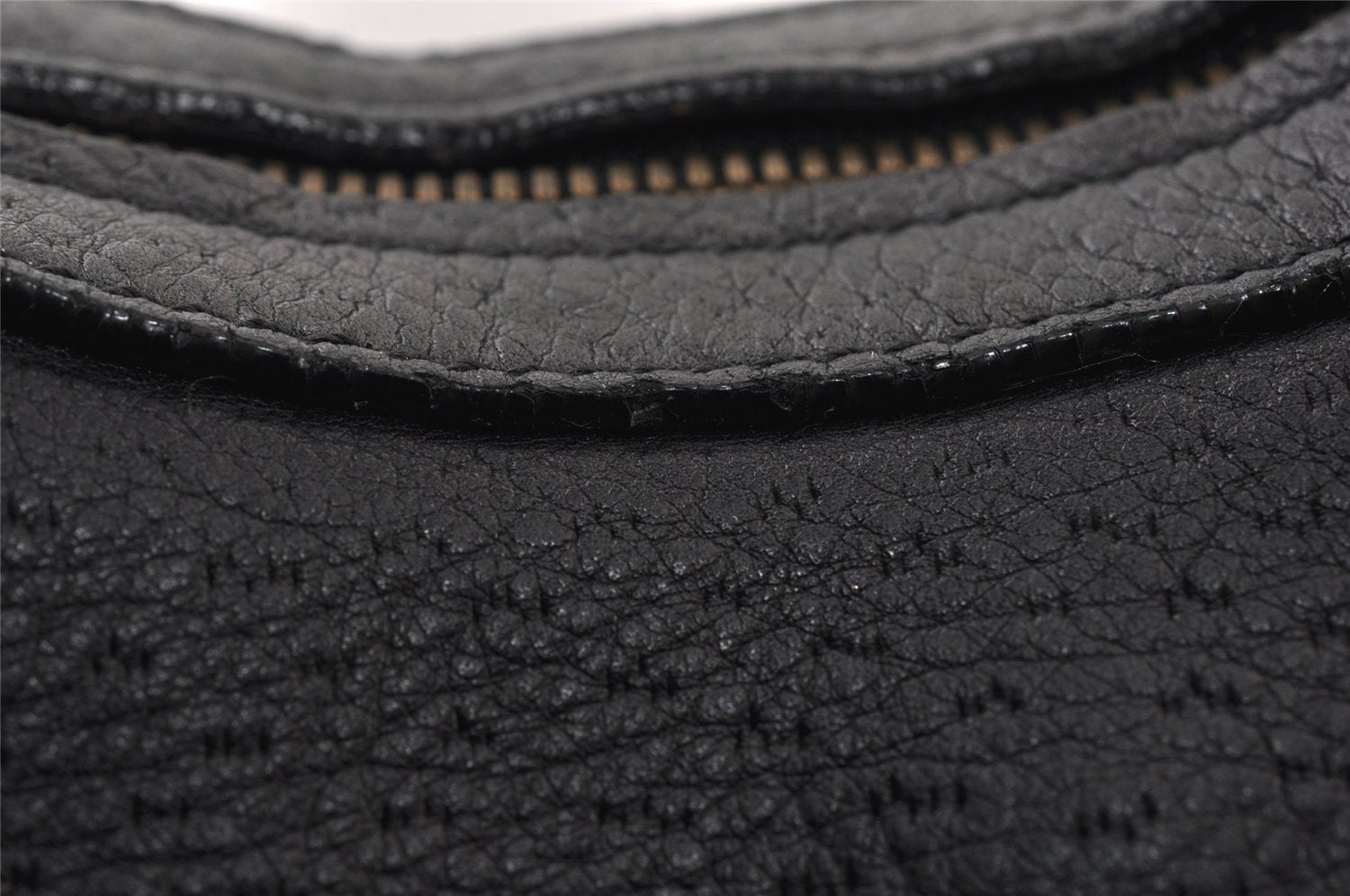 Authentic Salvatore Ferragamo Gancini Leather Shoulder Tote Bag Black 1303K