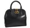 Authentic Salvatore Ferragamo Gancini Leather 2Way Shoulder Hand Bag Black 1304K