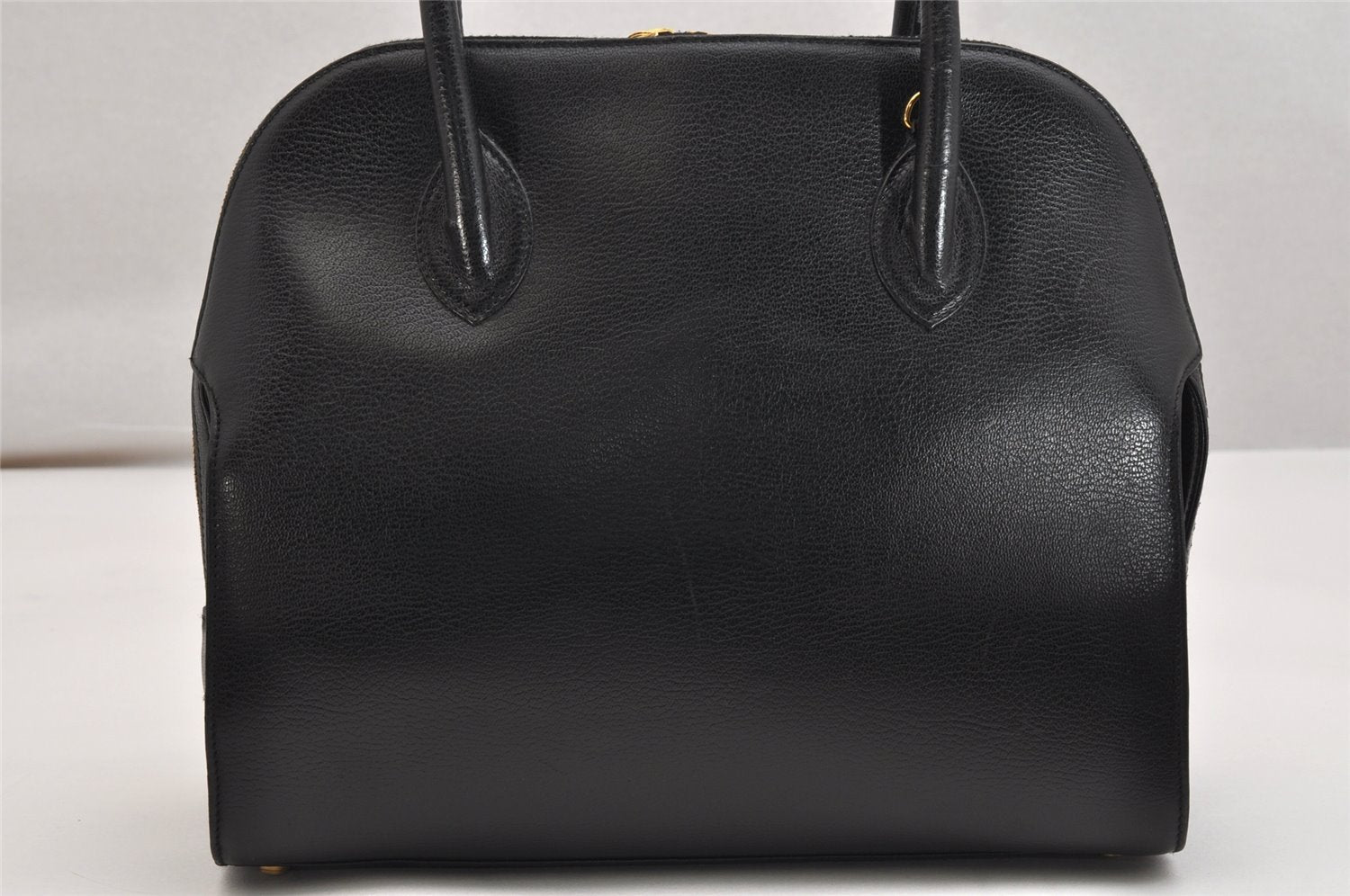 Authentic Salvatore Ferragamo Gancini Leather 2Way Shoulder Hand Bag Black 1304K