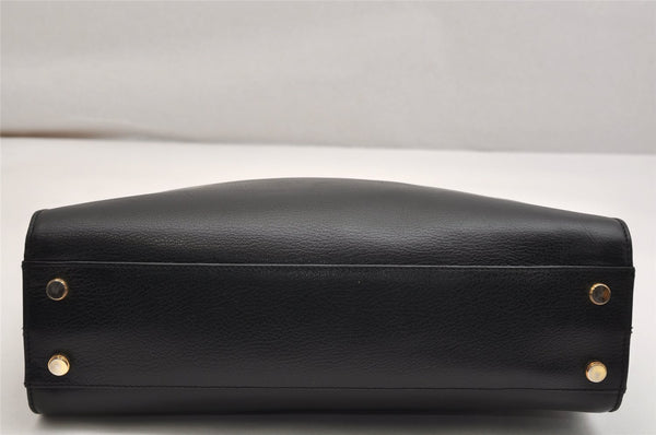 Authentic Salvatore Ferragamo Gancini Leather 2Way Shoulder Hand Bag Black 1304K