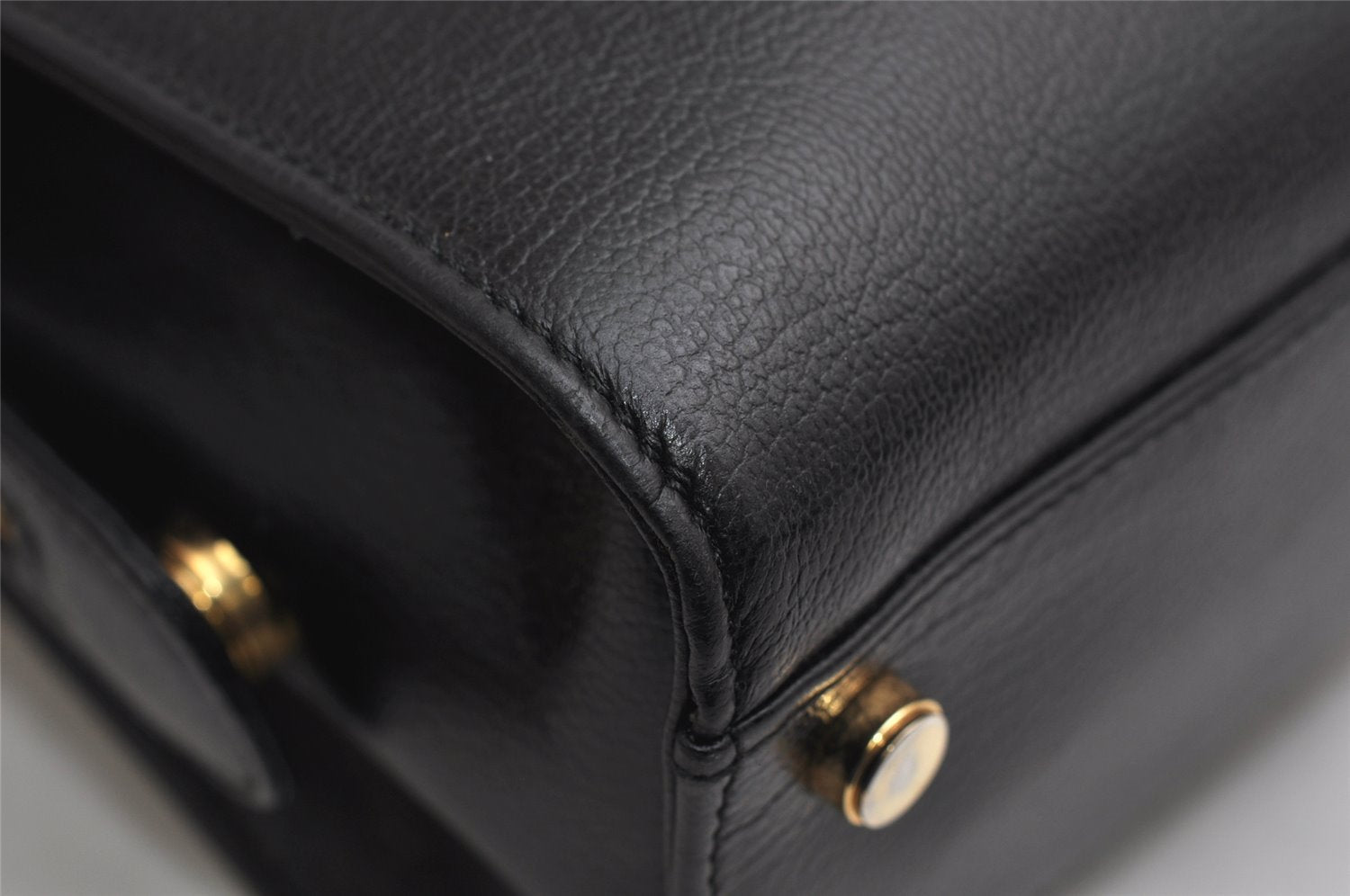Authentic Salvatore Ferragamo Gancini Leather 2Way Shoulder Hand Bag Black 1304K