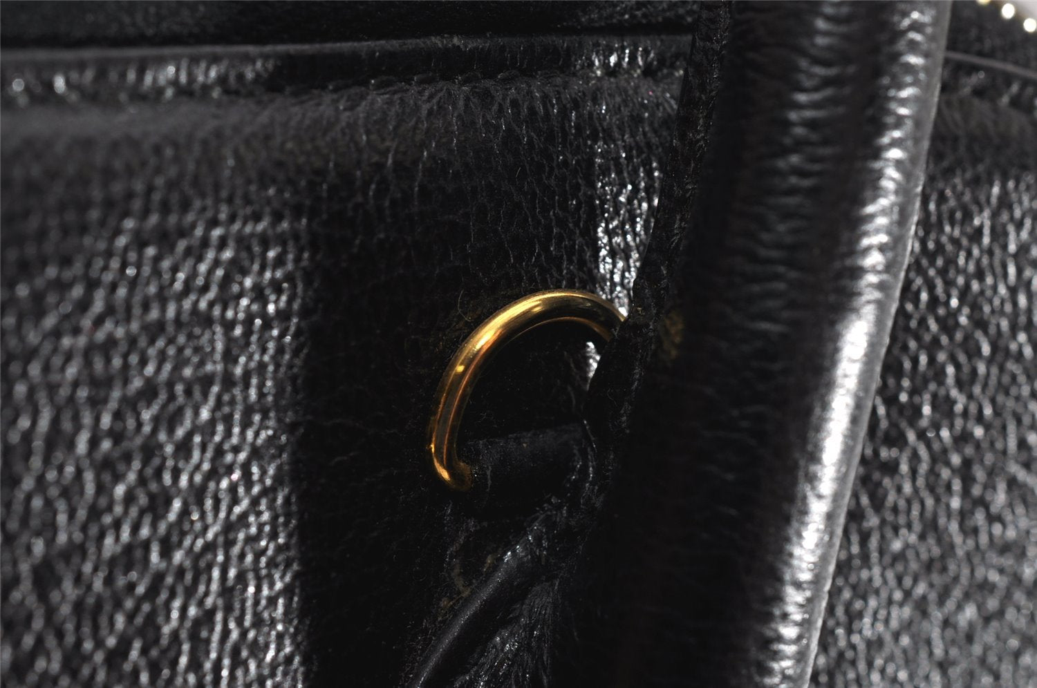 Authentic Salvatore Ferragamo Gancini Leather 2Way Shoulder Hand Bag Black 1304K