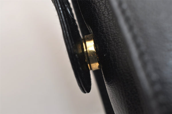 Authentic Salvatore Ferragamo Gancini Leather 2Way Shoulder Hand Bag Black 1304K