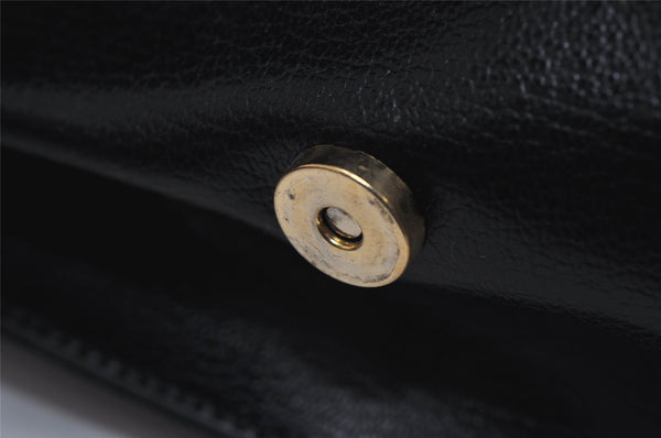 Authentic Salvatore Ferragamo Gancini Leather 2Way Shoulder Hand Bag Black 1304K