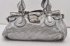 Authentic Chloe Vintage Paddington Leather Shoulder Hand Bag Silver 1305J