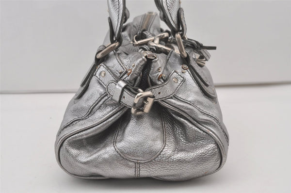 Authentic Chloe Vintage Paddington Leather Shoulder Hand Bag Silver 1305J