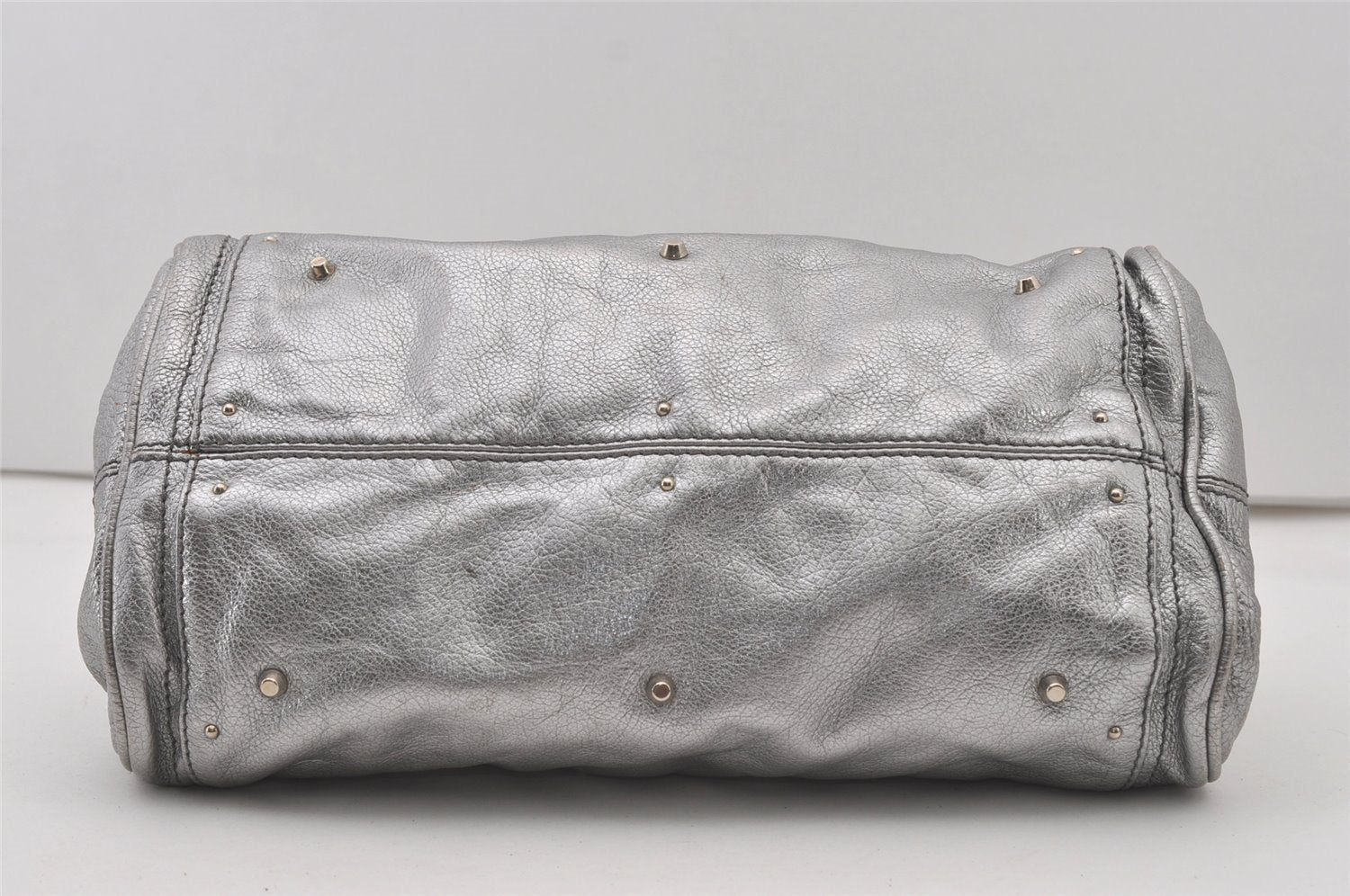 Authentic Chloe Vintage Paddington Leather Shoulder Hand Bag Silver 1305J
