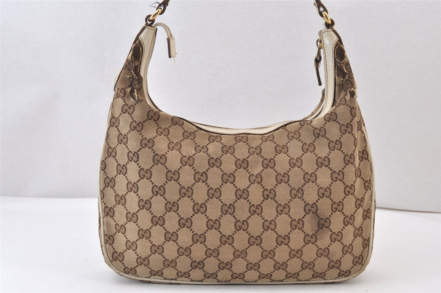 Authentic GUCCI Charmy Shoulder Hand Bag GG Canvas Leather 153010 Brown 1305K