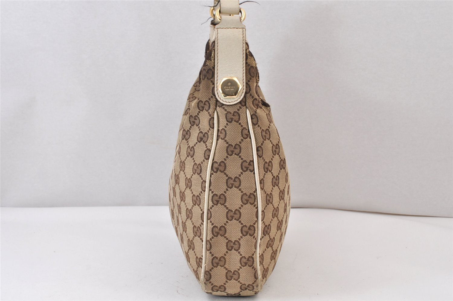 Authentic GUCCI Charmy Shoulder Hand Bag GG Canvas Leather 153010 Brown 1305K