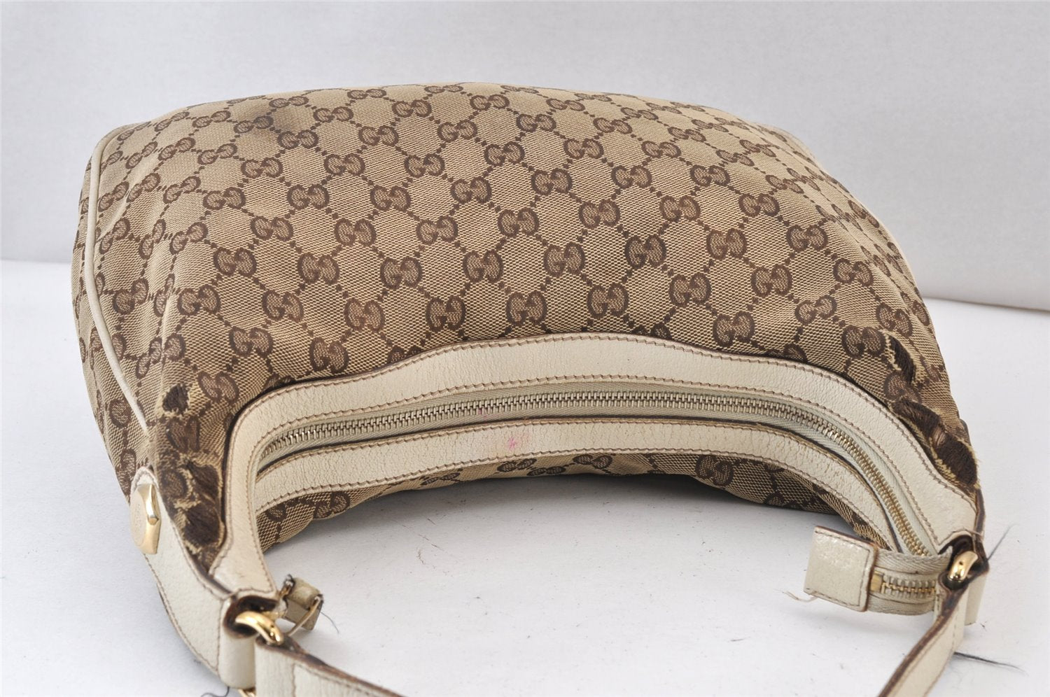 Authentic GUCCI Charmy Shoulder Hand Bag GG Canvas Leather 153010 Brown 1305K