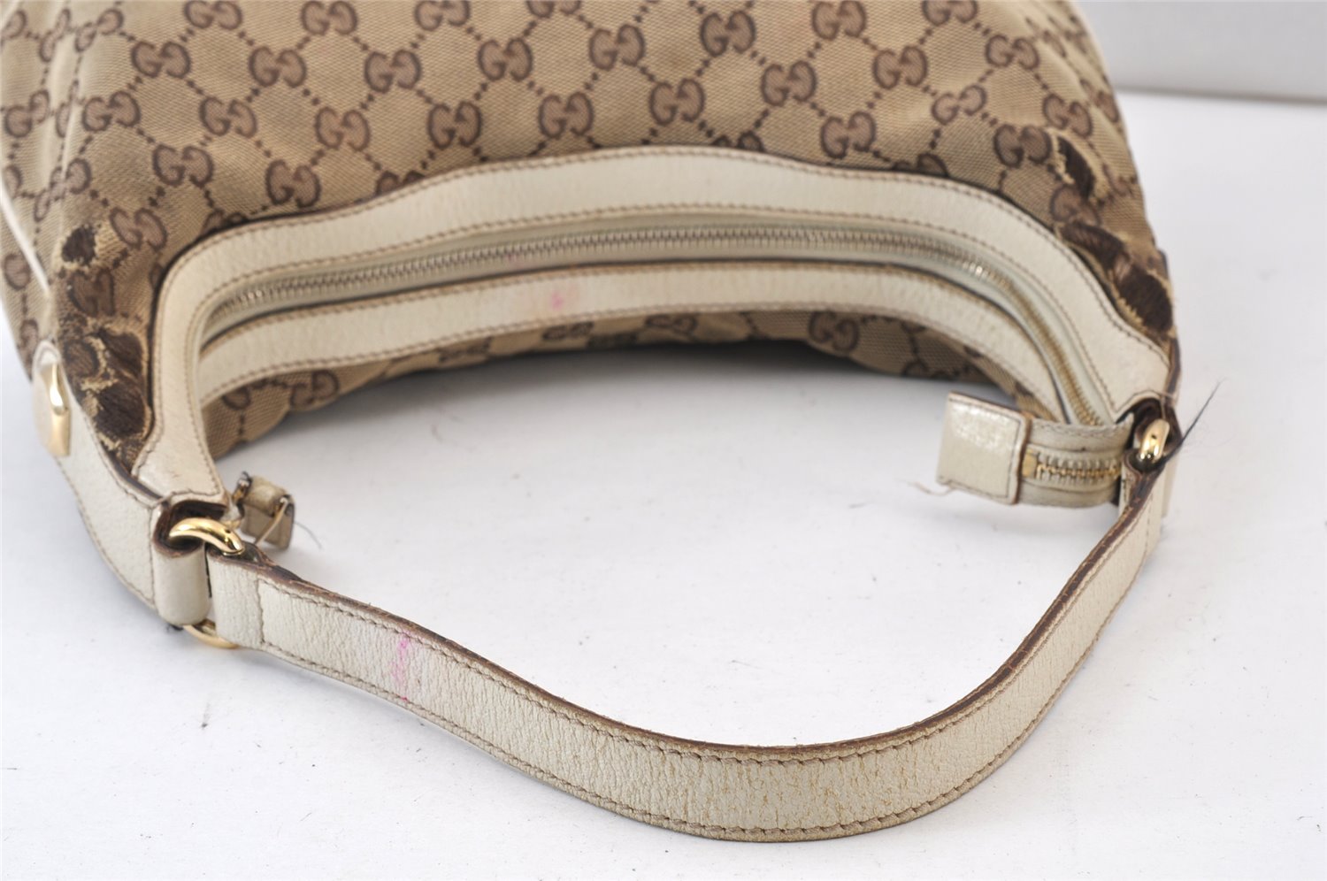 Authentic GUCCI Charmy Shoulder Hand Bag GG Canvas Leather 153010 Brown 1305K