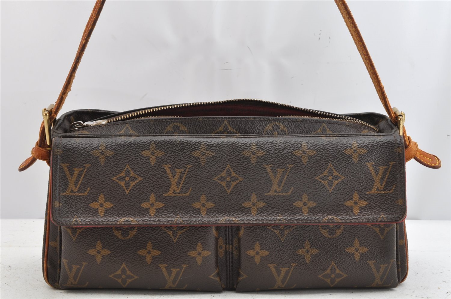 Authentic Louis Vuitton Monogram Viva Cite MM Shoulder Bag M51164 Junk 1309K