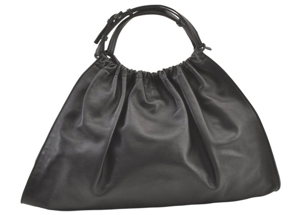 Authentic GUCCI Vintage Tote Hand Bag Leather Black 1310K