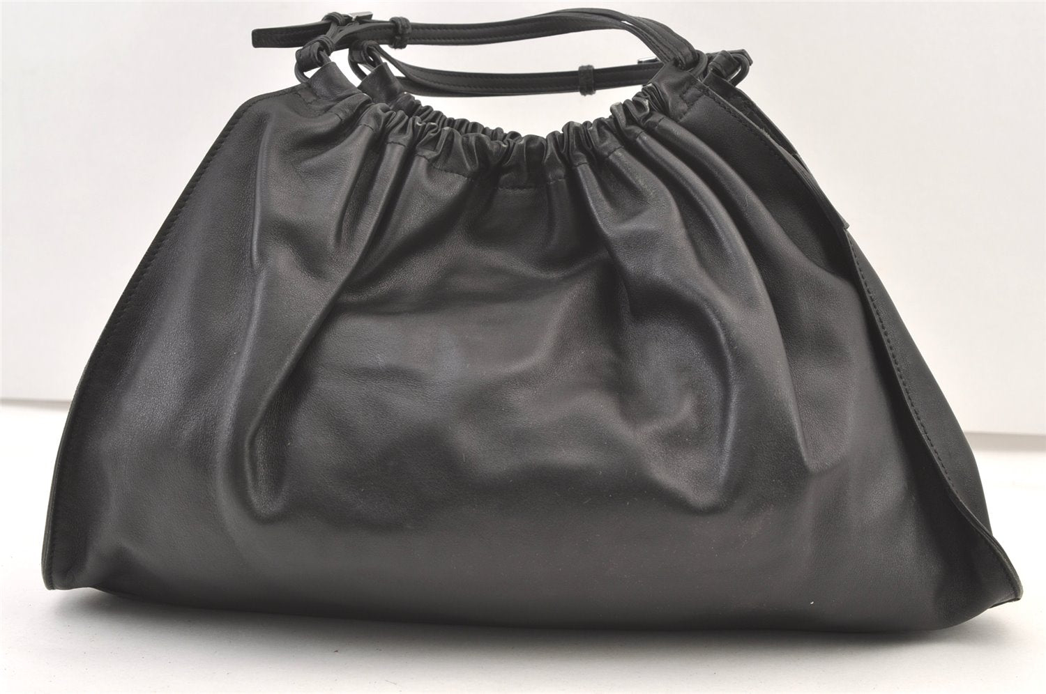 Authentic GUCCI Vintage Tote Hand Bag Leather Black 1310K
