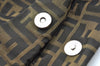 Authentic FENDI Vintage Zucca Shoulder Hand Bag Purse Nylon Leather Brown 1312H
