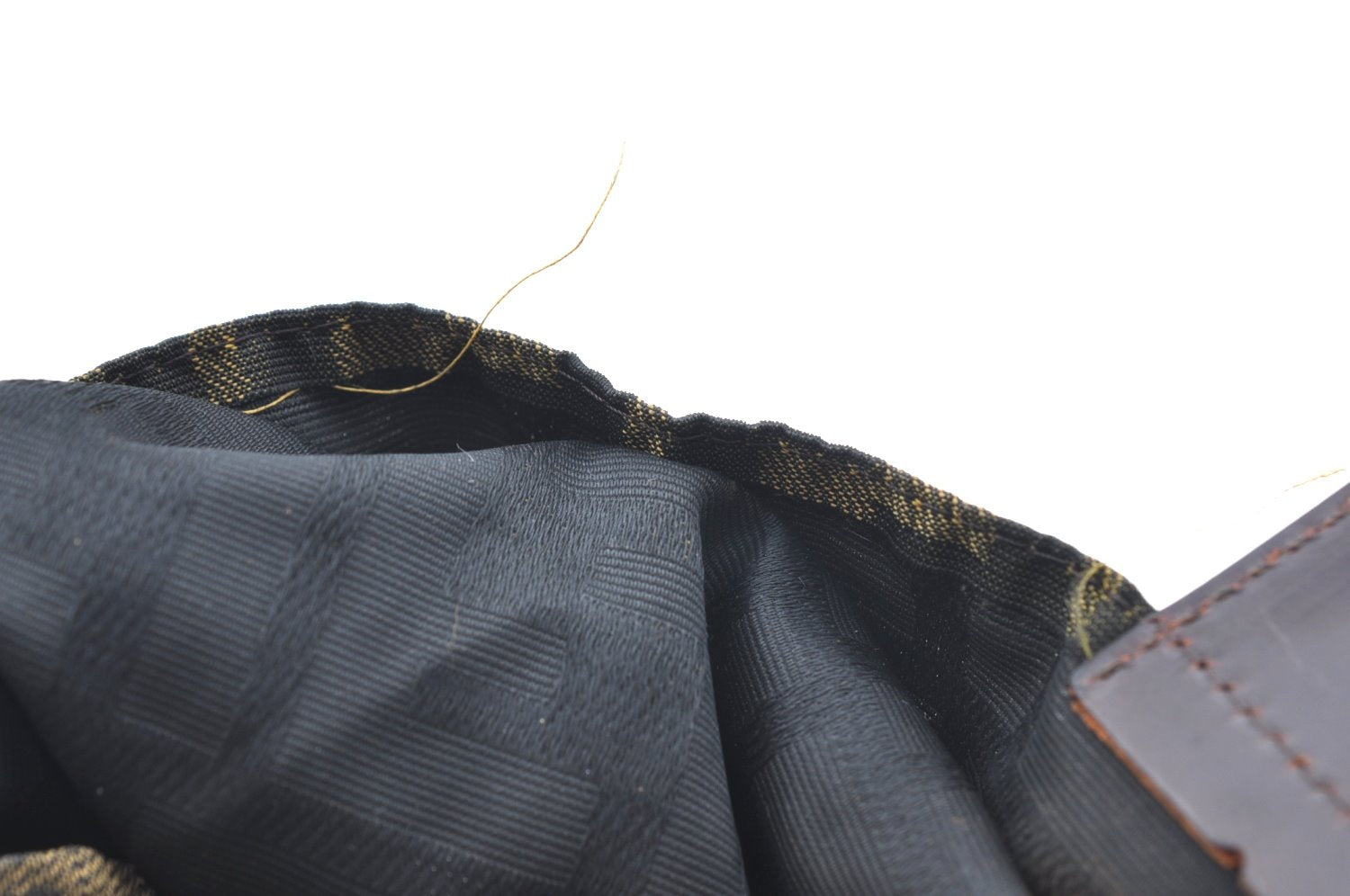 Authentic FENDI Vintage Zucca Shoulder Hand Bag Purse Nylon Leather Brown 1312H