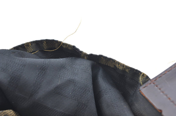Authentic FENDI Vintage Zucca Shoulder Hand Bag Purse Nylon Leather Brown 1312H