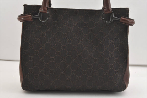 Authentic GUCCI Horsebit Shoulder Tote Bag GG Canvas Leather 101971 Brown 1312J