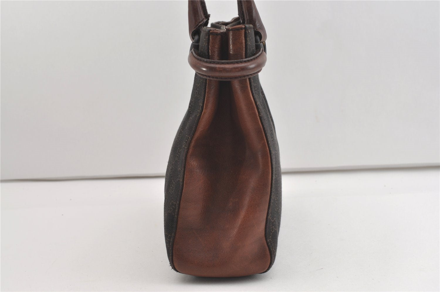 Authentic GUCCI Horsebit Shoulder Tote Bag GG Canvas Leather 101971 Brown 1312J