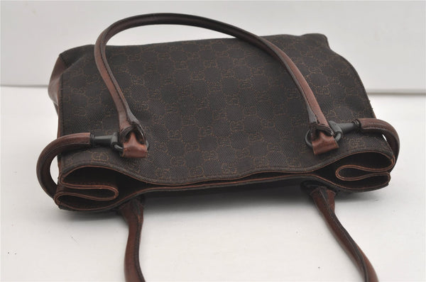 Authentic GUCCI Horsebit Shoulder Tote Bag GG Canvas Leather 101971 Brown 1312J