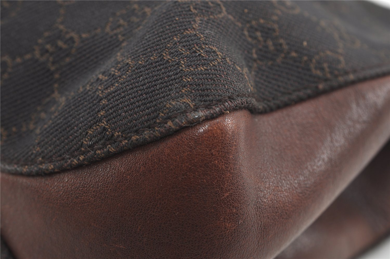 Authentic GUCCI Horsebit Shoulder Tote Bag GG Canvas Leather 101971 Brown 1312J