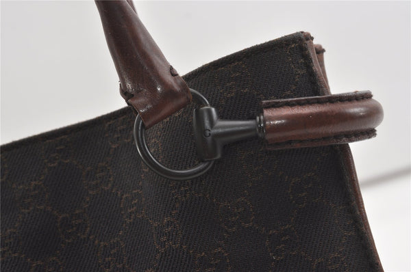 Authentic GUCCI Horsebit Shoulder Tote Bag GG Canvas Leather 101971 Brown 1312J