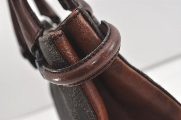 Authentic GUCCI Horsebit Shoulder Tote Bag GG Canvas Leather 101971 Brown 1312J