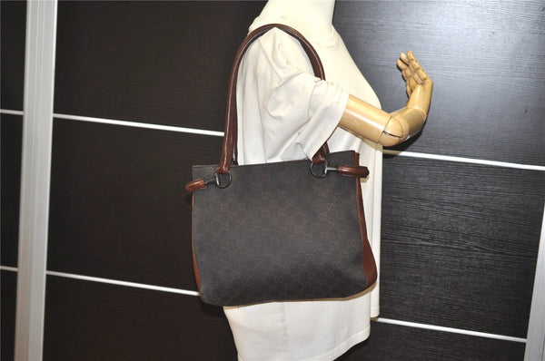 Authentic GUCCI Horsebit Shoulder Tote Bag GG Canvas Leather 101971 Brown 1312J