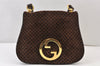 Authentic GUCCI Double G Square GG Suede Leather Shoulder Bag 53280 Brown 1312K