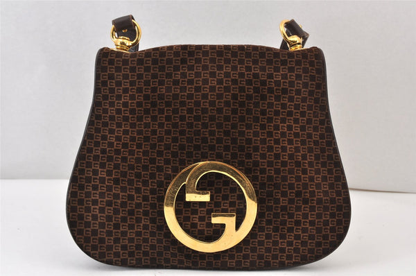 Authentic GUCCI Double G Square GG Suede Leather Shoulder Bag 53280 Brown 1312K