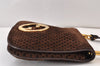 Authentic GUCCI Double G Square GG Suede Leather Shoulder Bag 53280 Brown 1312K