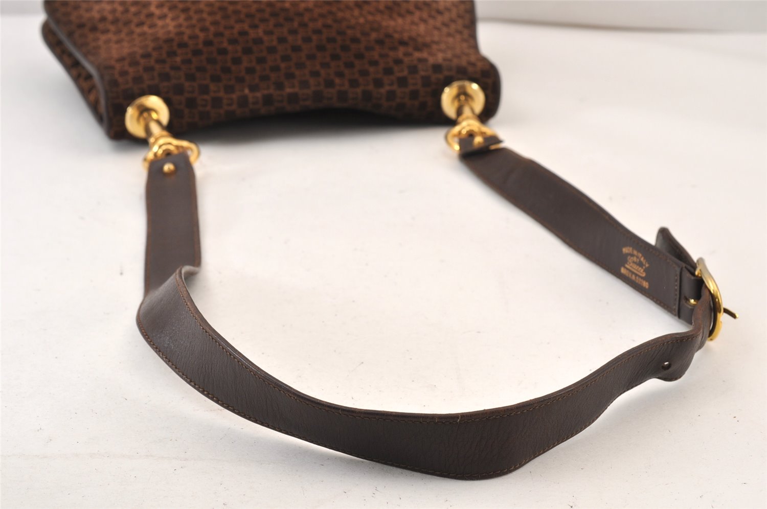 Authentic GUCCI Double G Square GG Suede Leather Shoulder Bag 53280 Brown 1312K