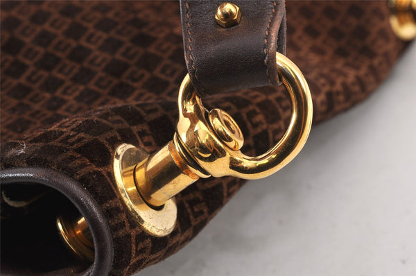 Authentic GUCCI Double G Square GG Suede Leather Shoulder Bag 53280 Brown 1312K