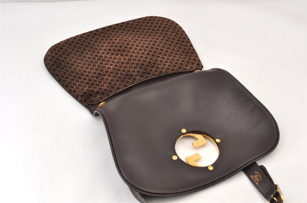 Authentic GUCCI Double G Square GG Suede Leather Shoulder Bag 53280 Brown 1312K