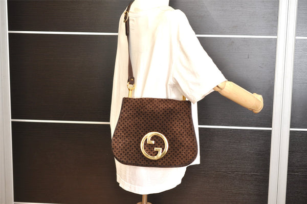 Authentic GUCCI Double G Square GG Suede Leather Shoulder Bag 53280 Brown 1312K