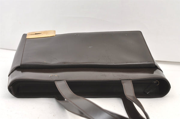 Authentic GUCCI Vintage Shoulder Tote Bag Enamel Brown Junk 1313K