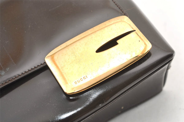 Authentic GUCCI Vintage Shoulder Tote Bag Enamel Brown Junk 1313K